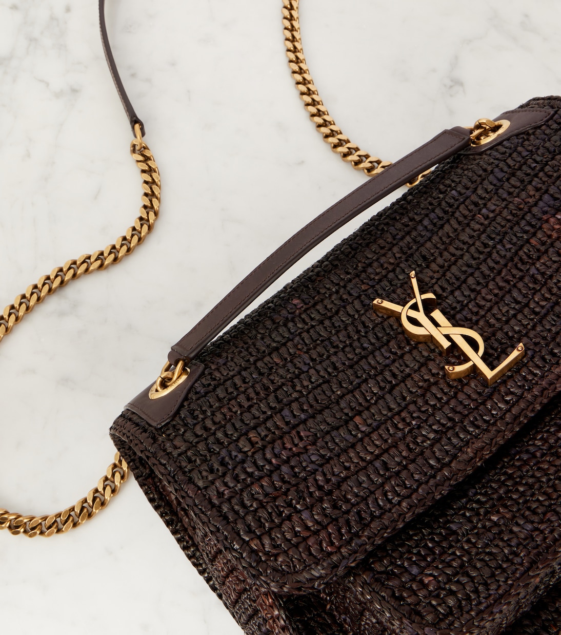 Niki Medium raffia shoulder bag | Saint Laurent