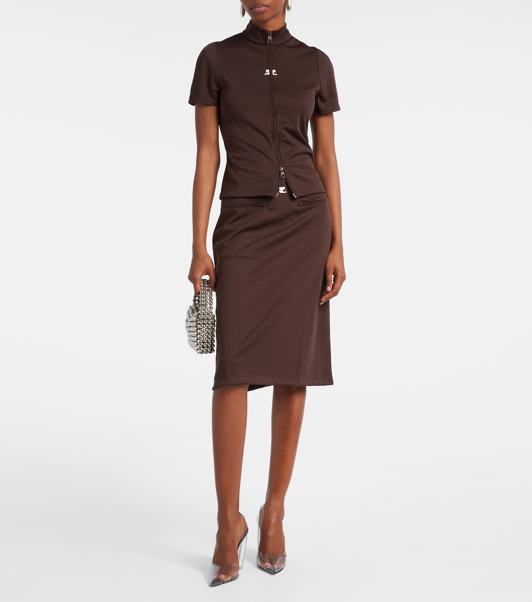 Interlock jersey zip-up top | Courrèges