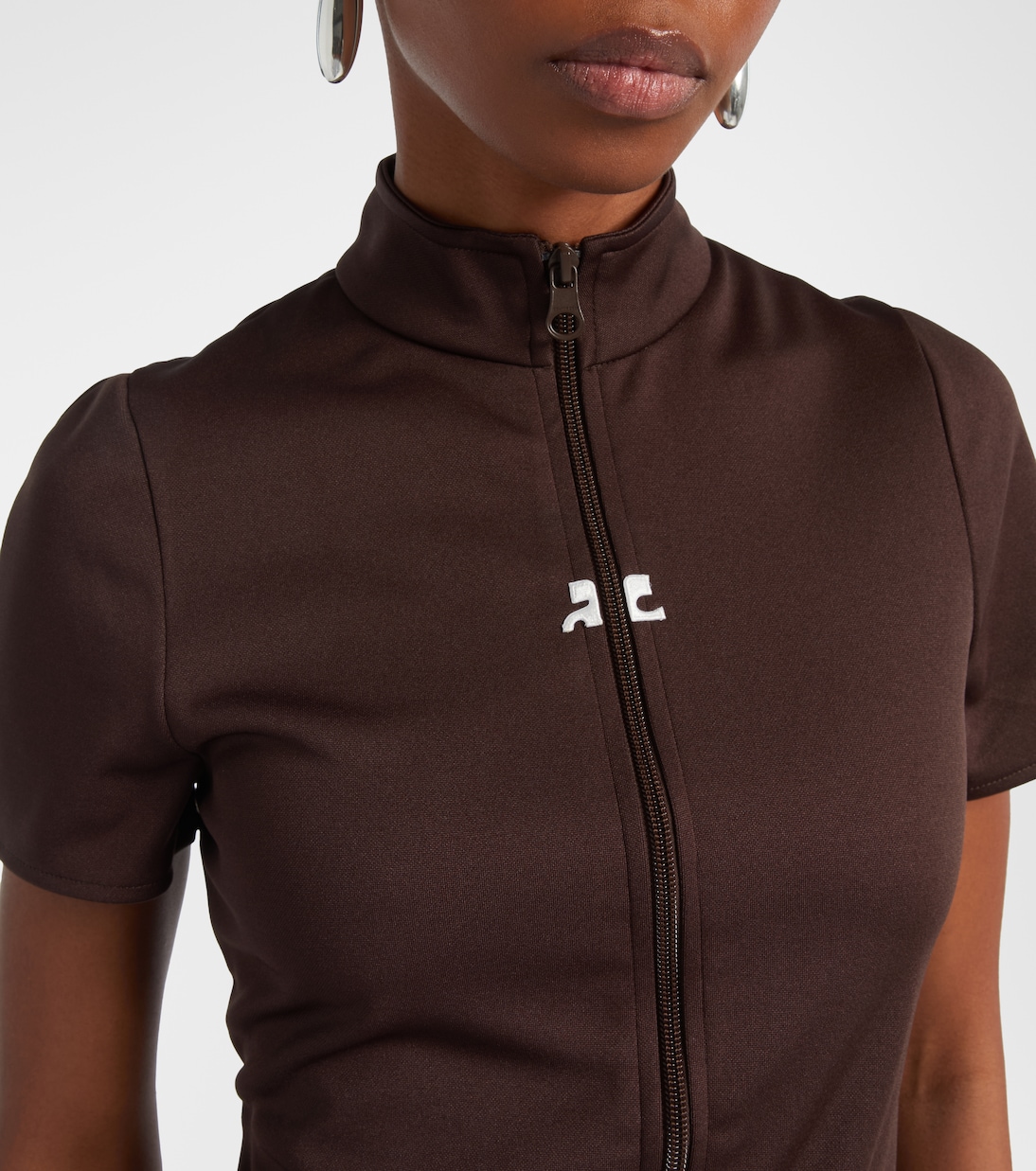 Interlock jersey zip-up top | Courrèges