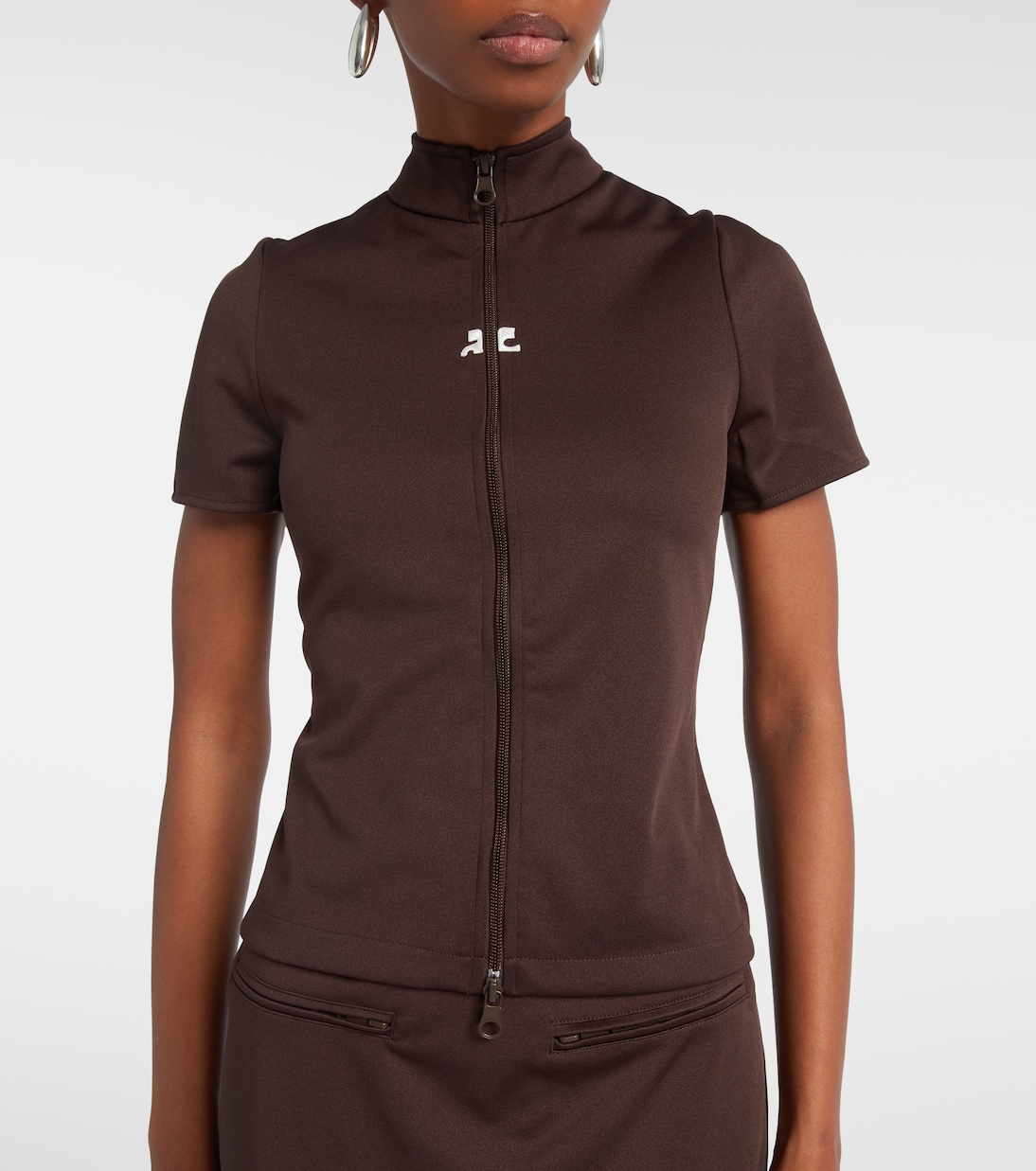 Interlock jersey zip-up top | Courrèges