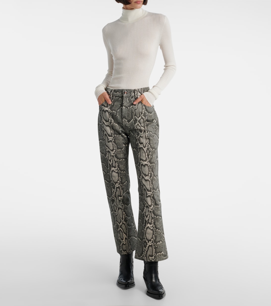 Ezra snake-effect high-rise bootcut jeans | Gabriela Hearst