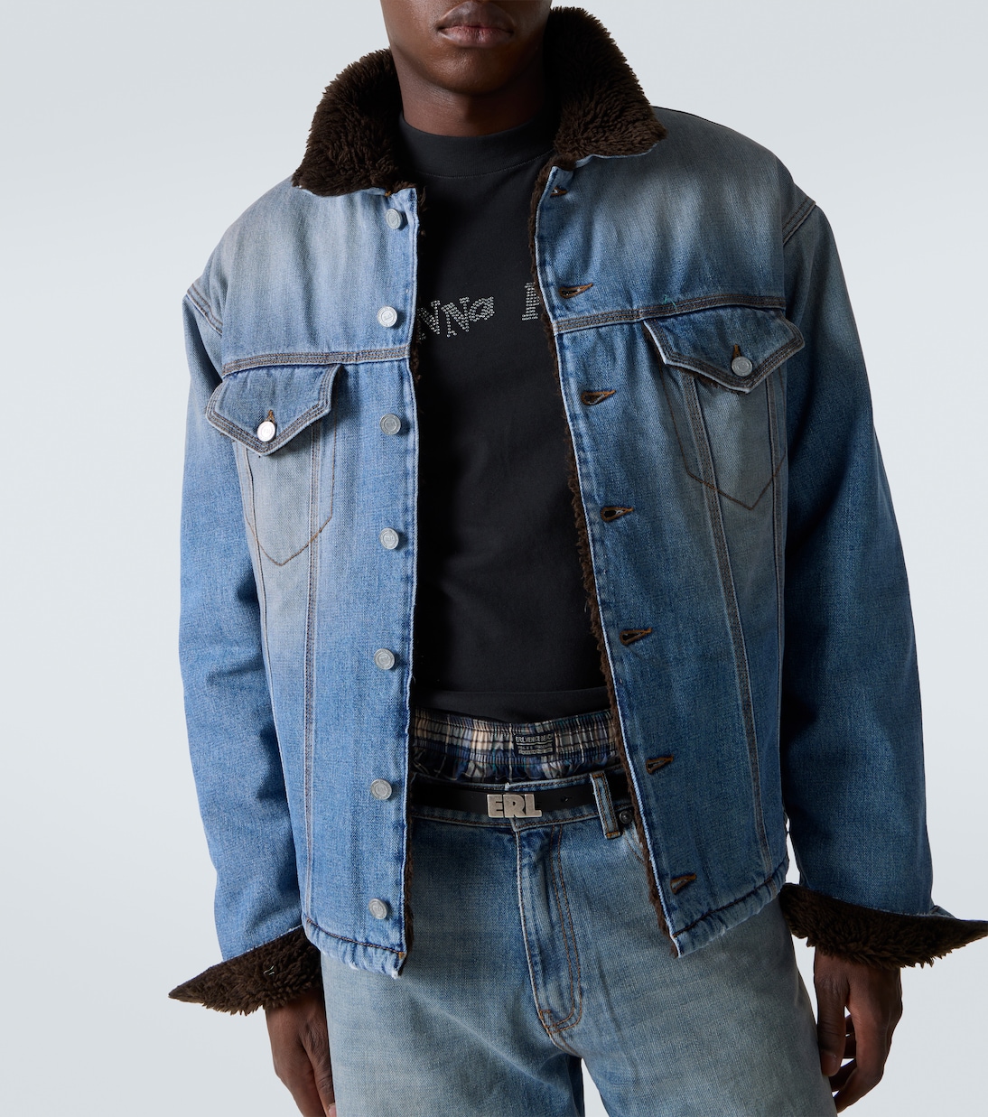 Jeansjacke mit Faux Shearling | ERL