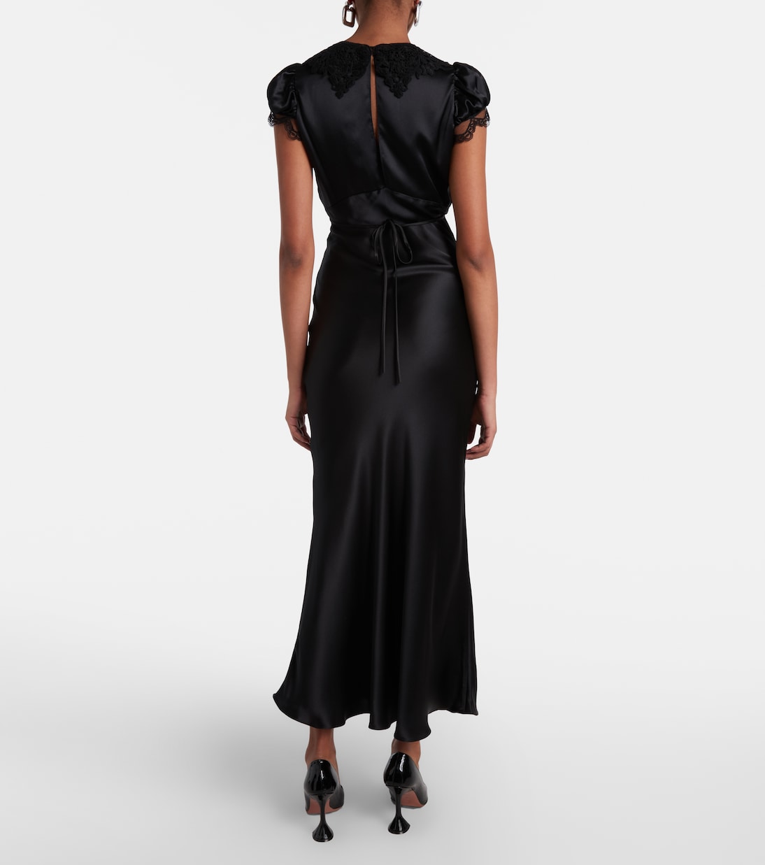 Lace-trimmed silk satin maxi dress | Rodarte