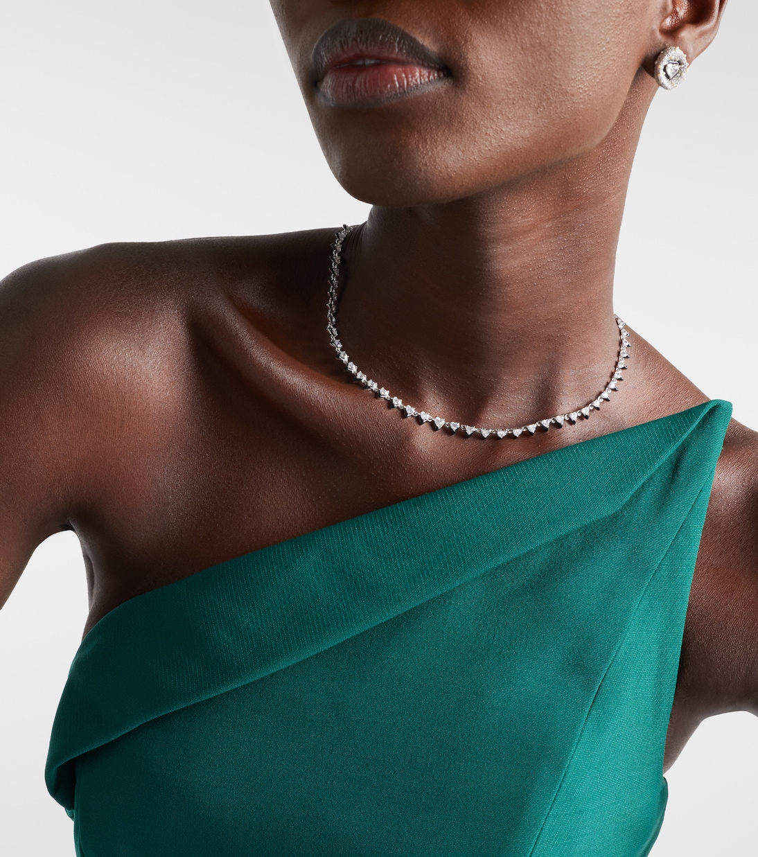 Heart 18kt white gold and enamel choker with diamonds | Kamyen