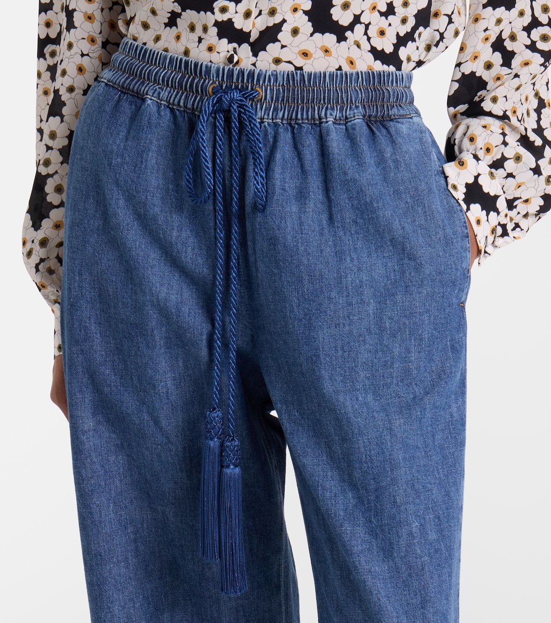 Cotton chambray wide-leg pants | Valentino