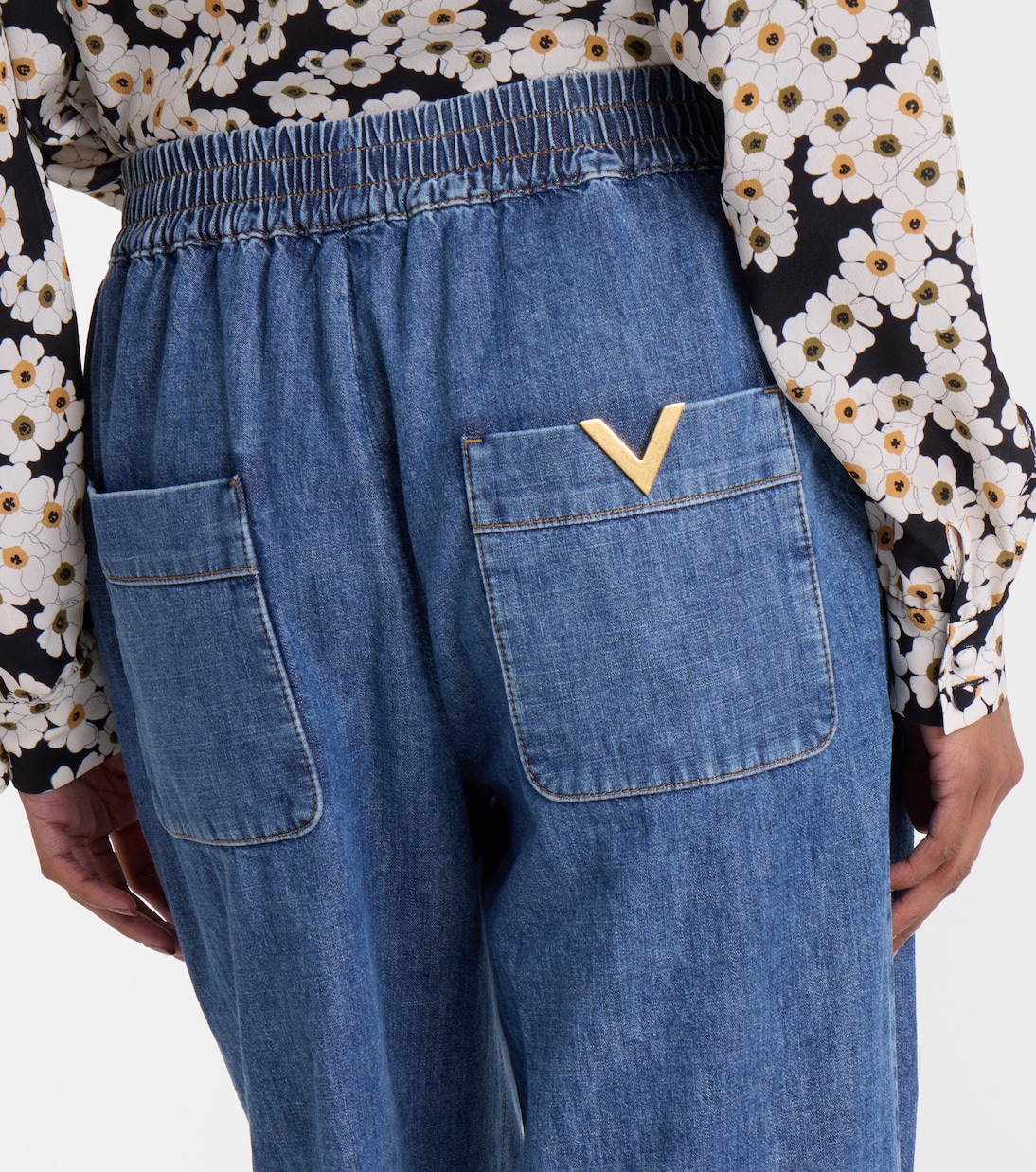 Cotton chambray wide-leg pants | Valentino