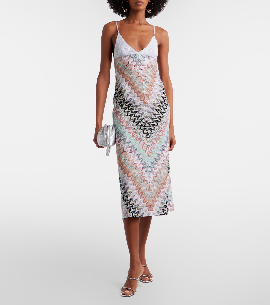 Zigzag lamé midi dress | Missoni