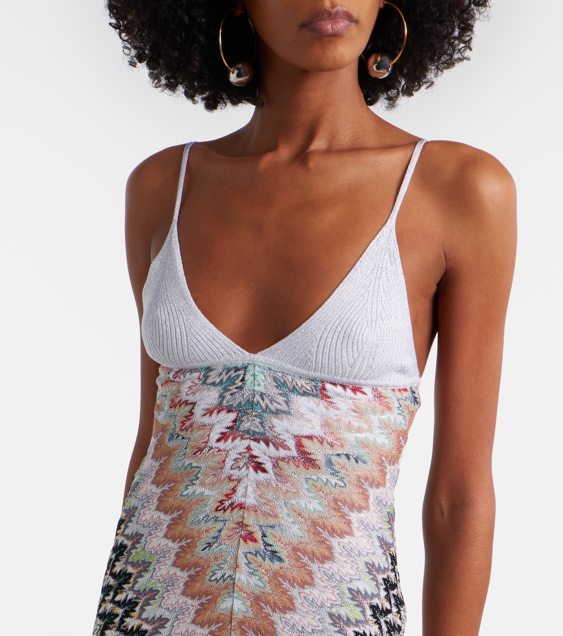 Zigzag lamé midi dress | Missoni