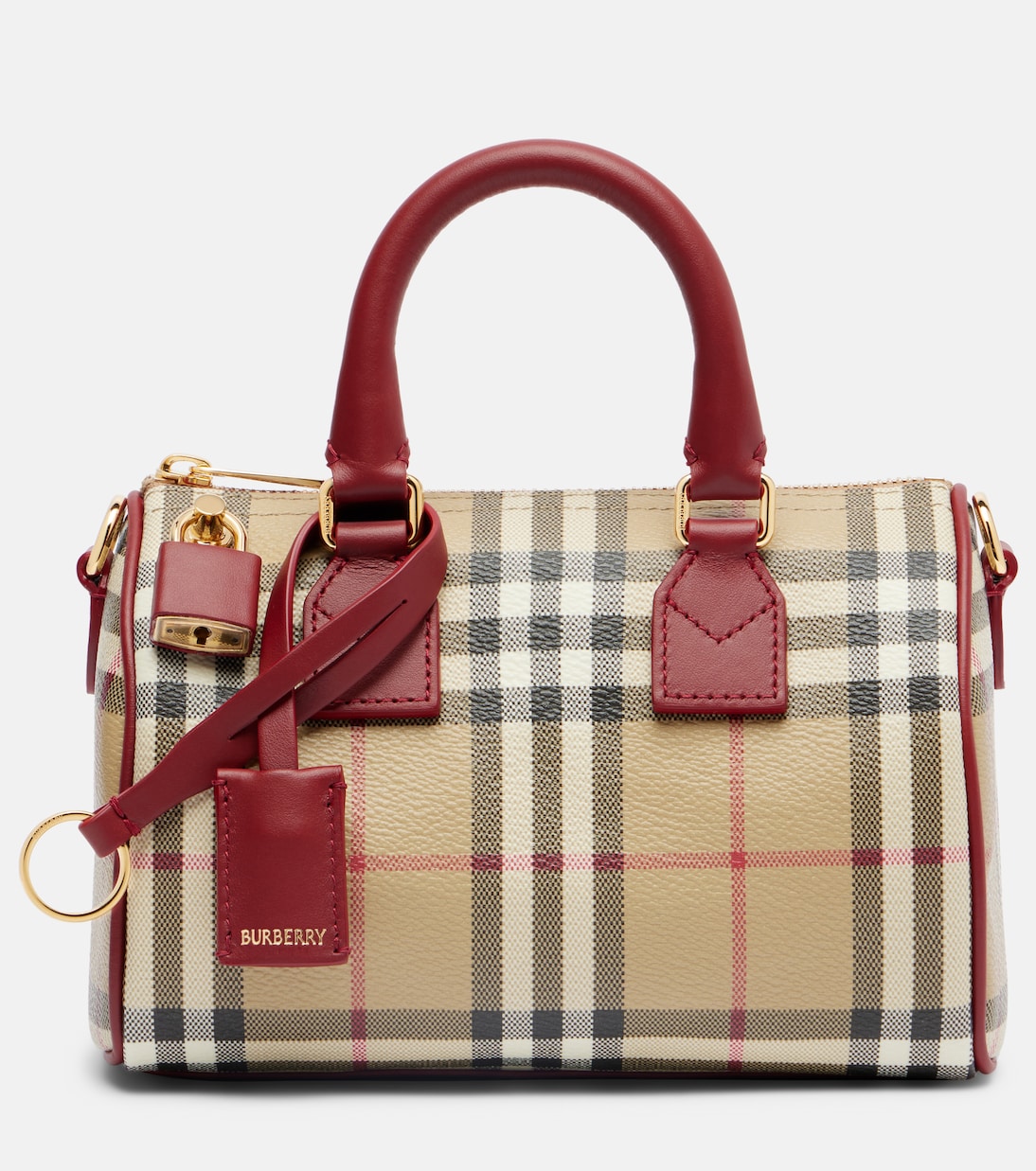 Burberry Check Small leather-trimmed canvas tote bag | Burberry