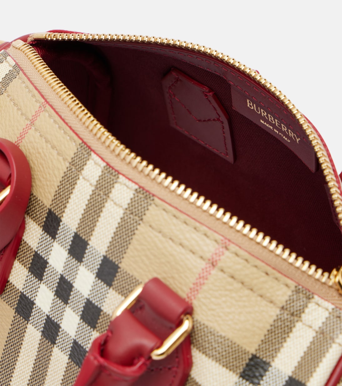 Burberry Check Small leather-trimmed canvas tote bag | Burberry