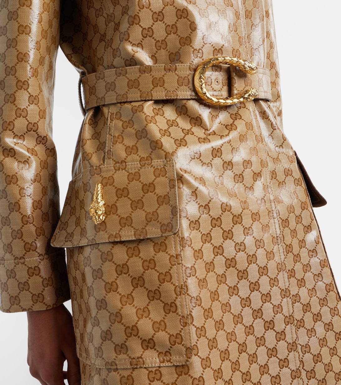 GG Canvas belted coat | Gucci