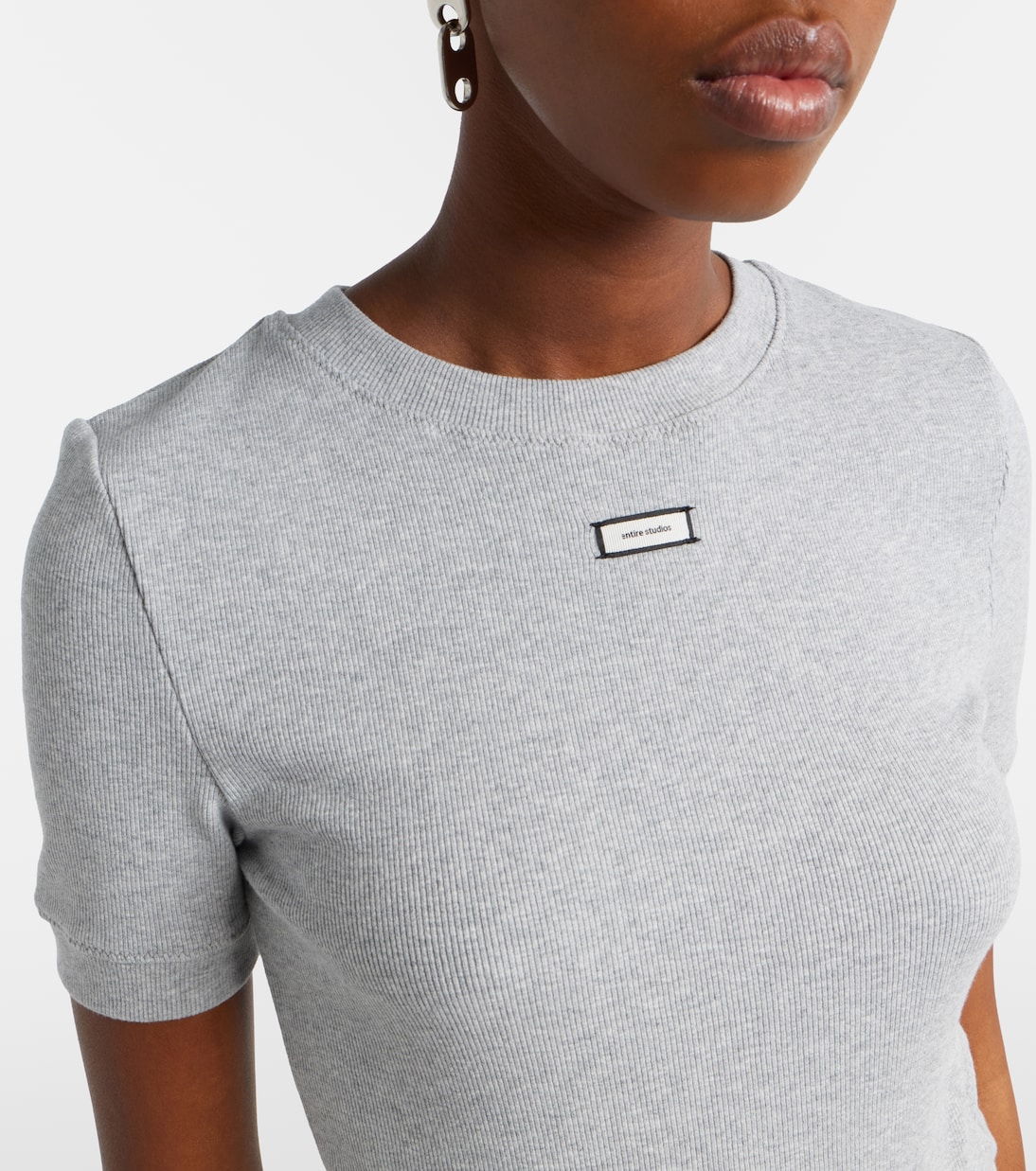 Lounge ribbed-knit cotton-blend T-shirt | Entire Studios