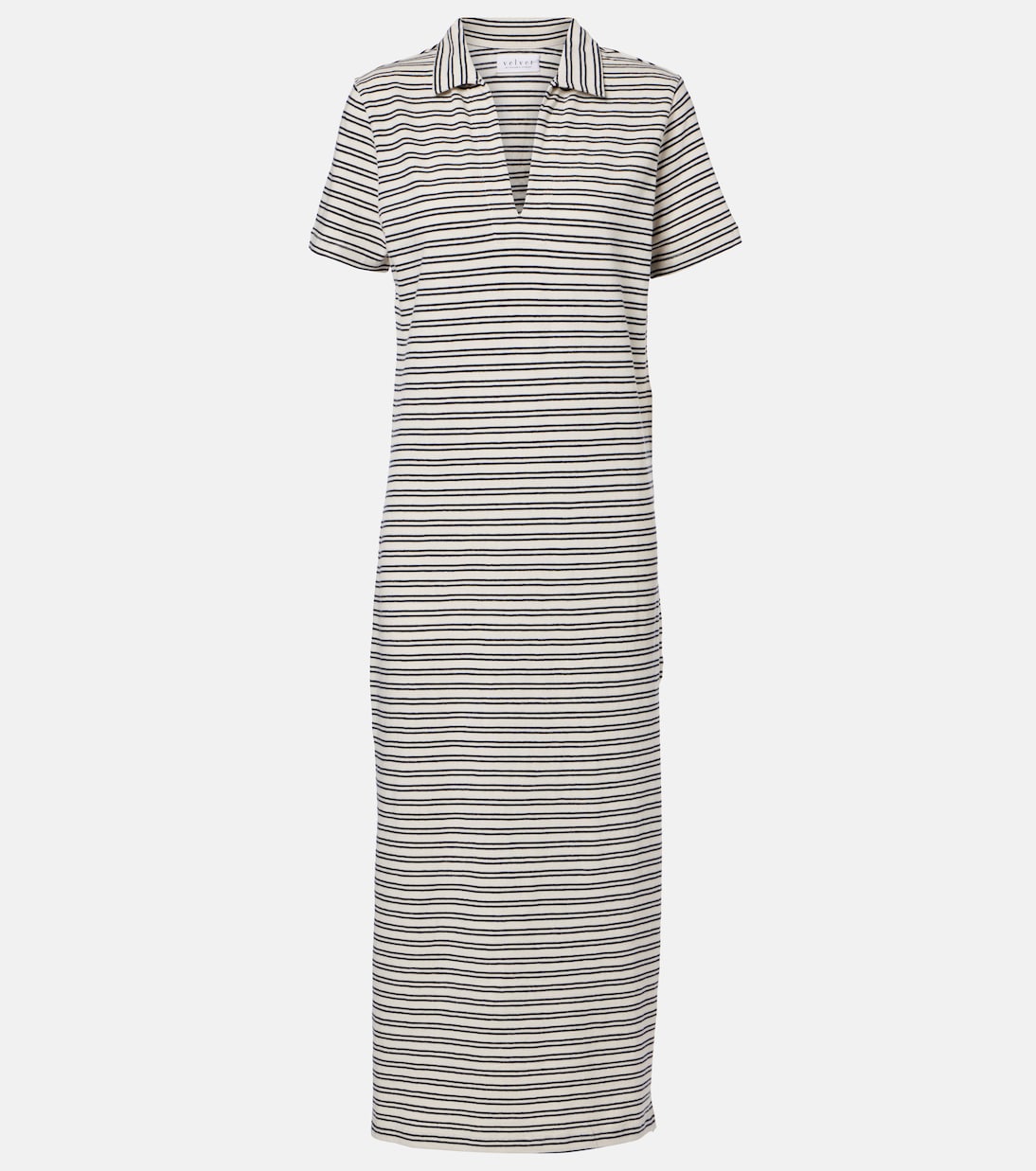 Corin striped cotton midi dress | Velvet