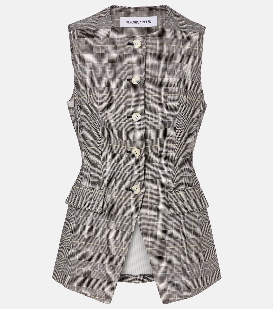 Lois checked linen-blend vest | Veronica Beard