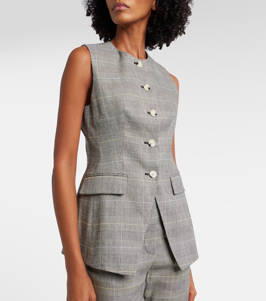 Lois checked linen-blend vest | Veronica Beard