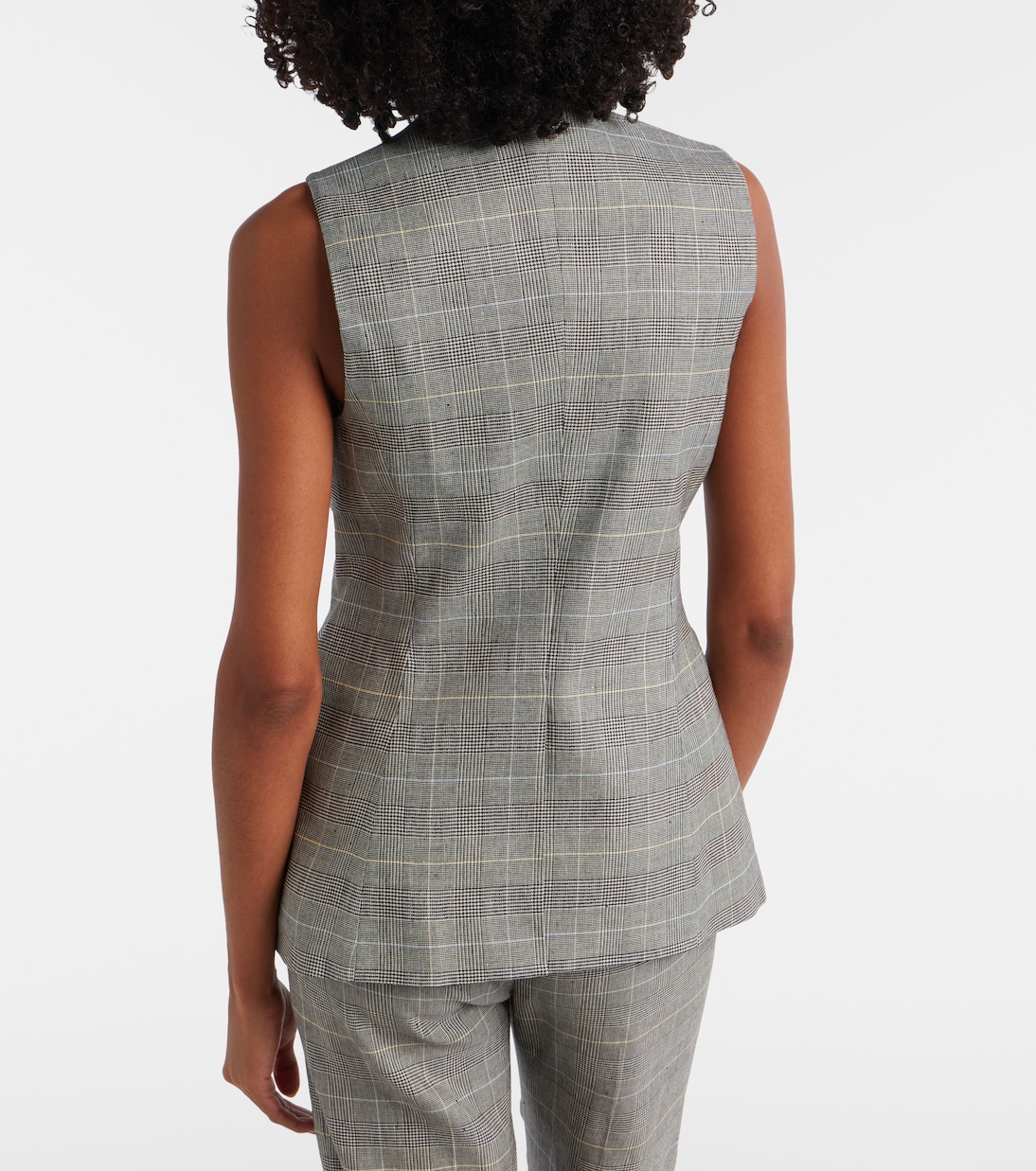 Lois checked linen-blend vest | Veronica Beard