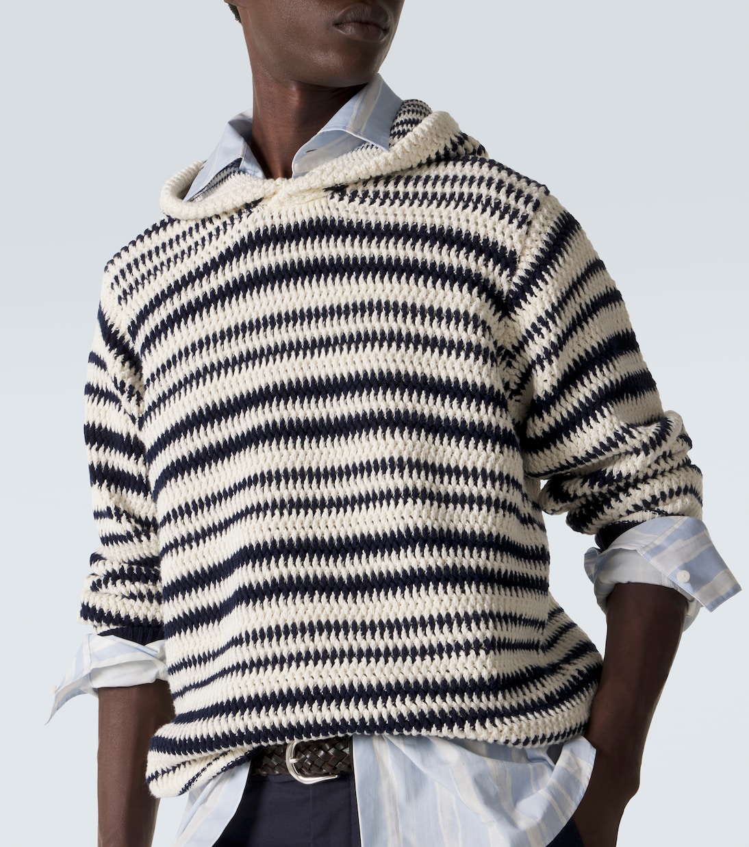 Kirk striped crochet cotton hoodie | Orlebar Brown