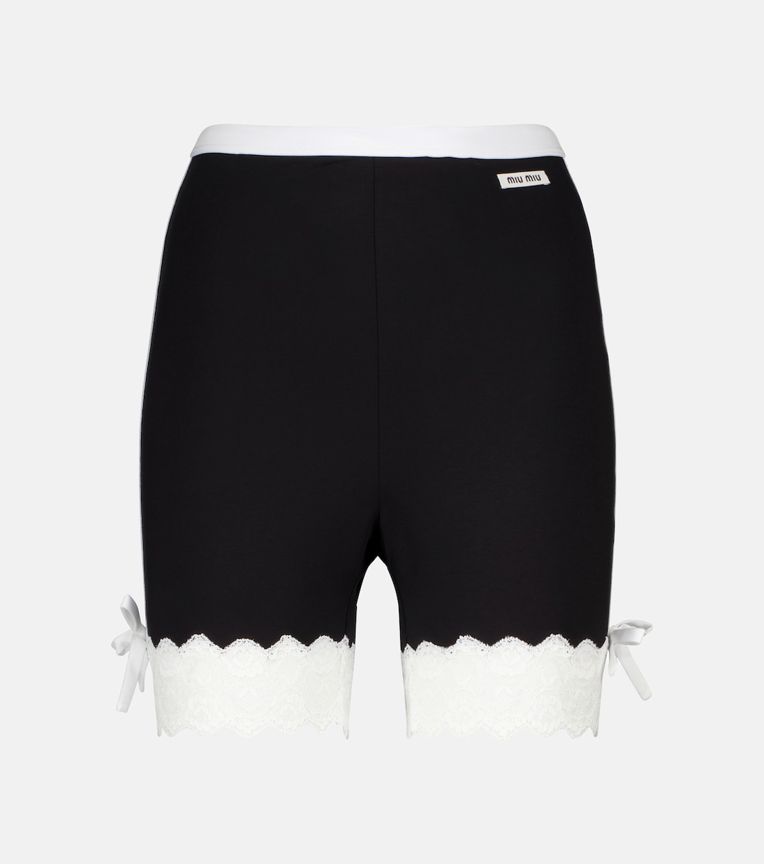 Lace-trimmed jersey biker shorts | Miu Miu