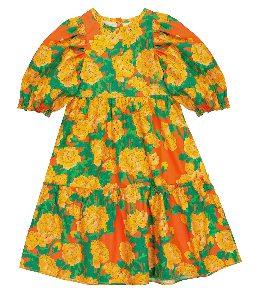 Peonies cotton-poplin dress | Mini Rodini