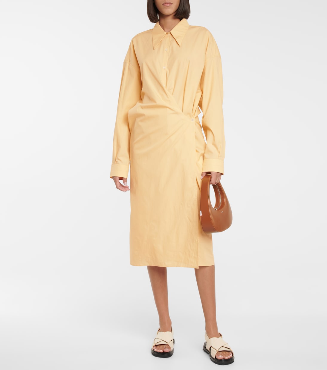 Gathered cotton shirt dress | Lemaire