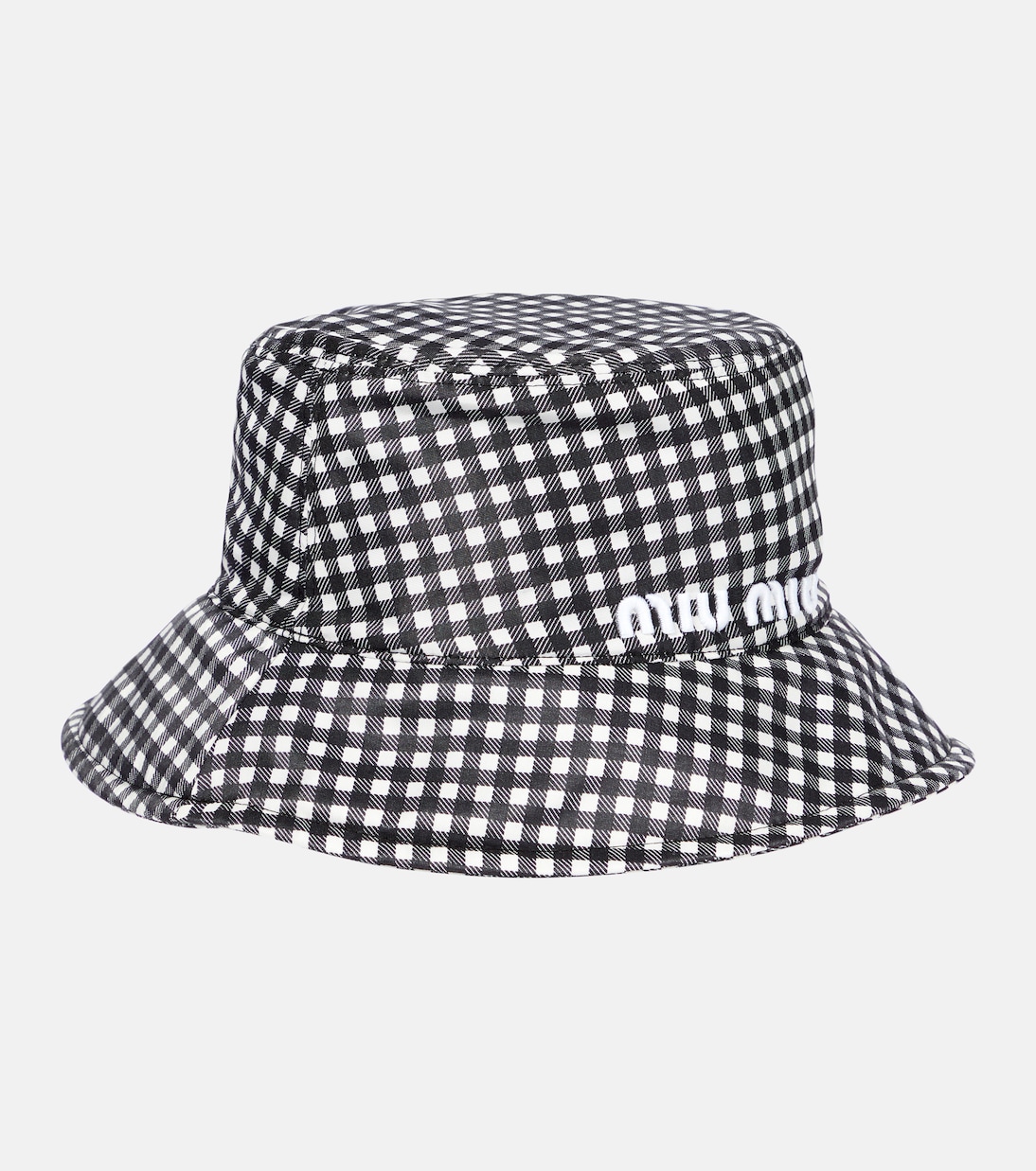 Cappello da pescatore in faille di seta a quadri | Miu Miu