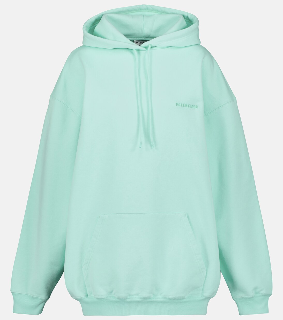 Logo cotton hoodie in green Balenciaga Mytheresa