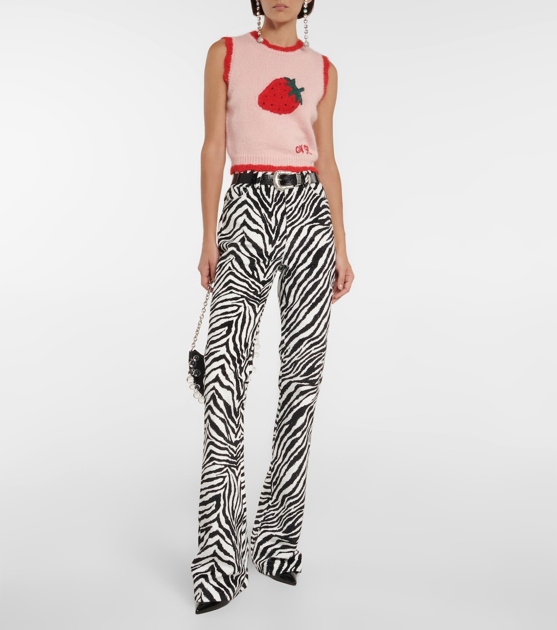 Zebra-print high-rise flared pants | Alessandra Rich