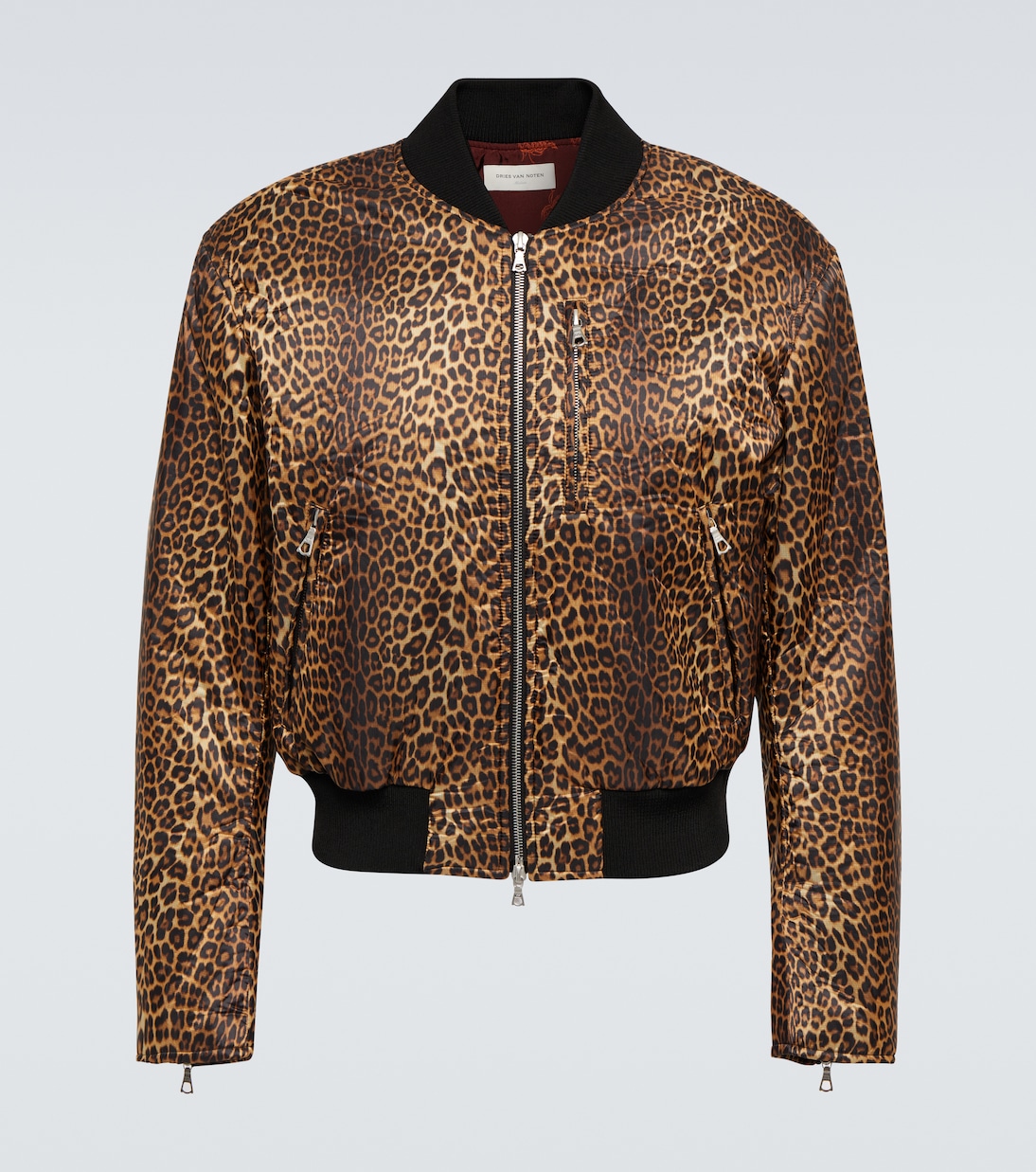 Leopard-print satin varsity jacket | Dries Van Noten