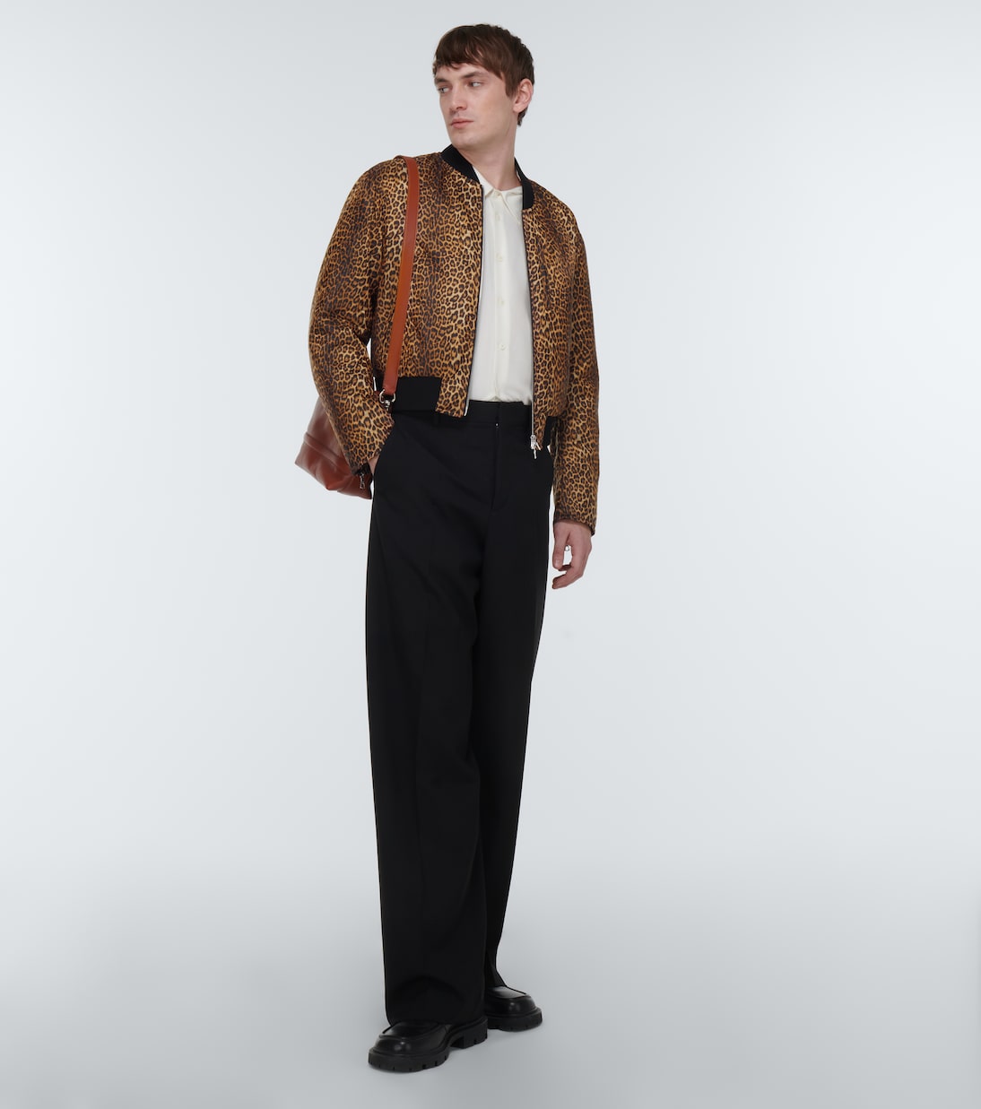 Leopard-print satin varsity jacket | Dries Van Noten