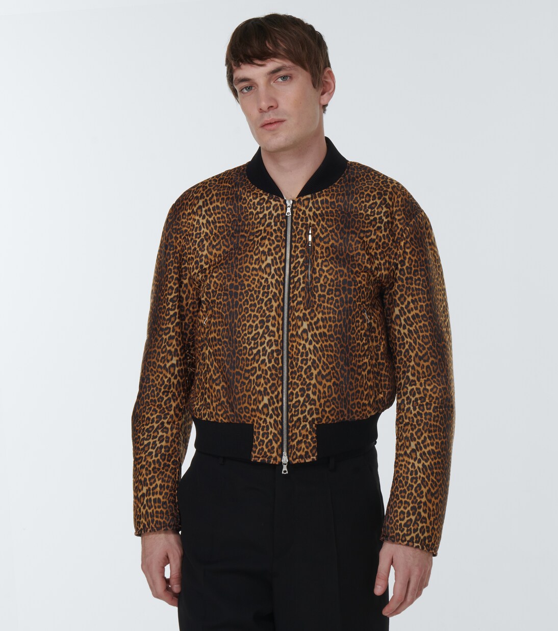 Leopard-print satin varsity jacket | Dries Van Noten