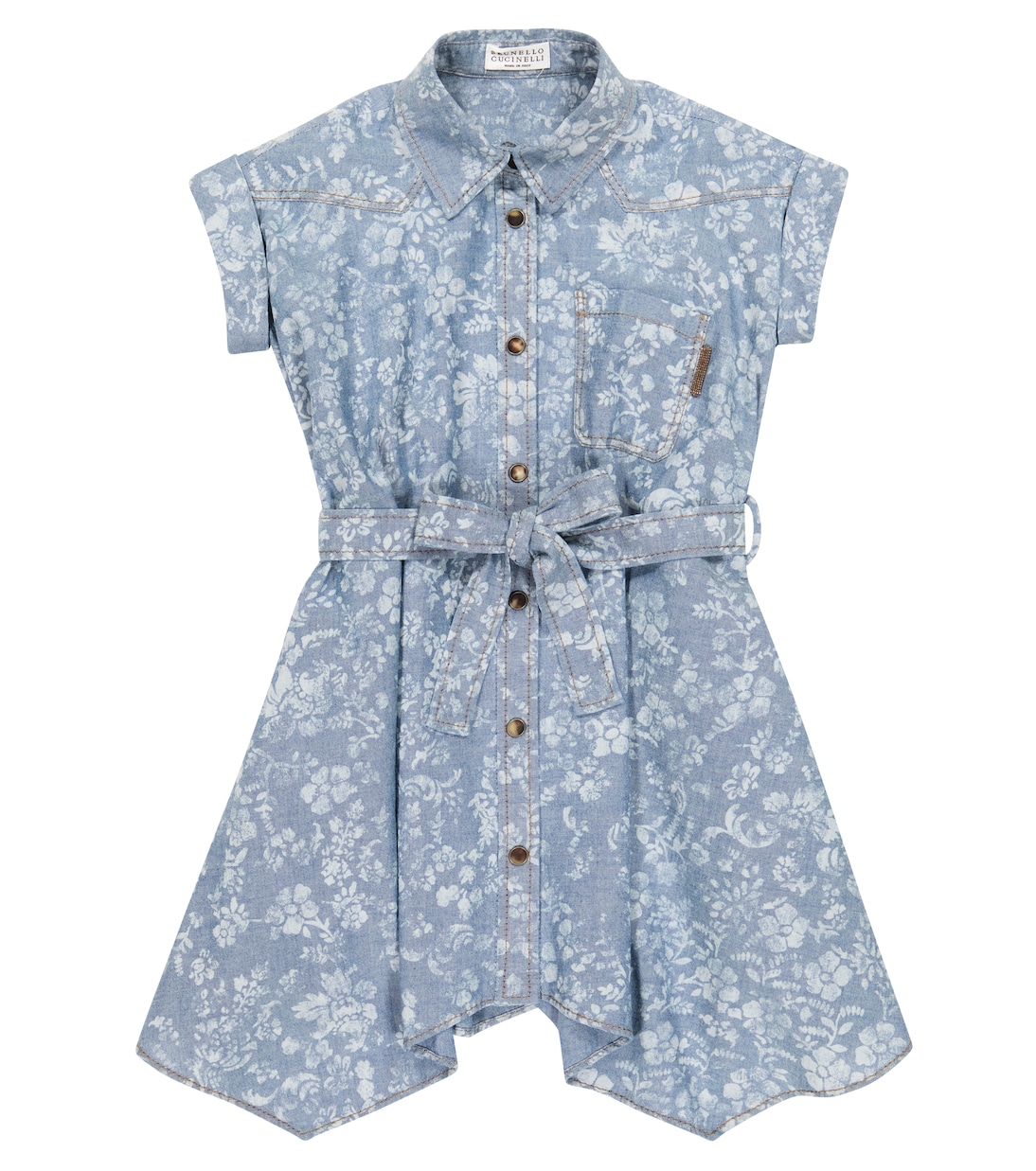 Robe en jean à fleurs | Brunello Cucinelli Kids