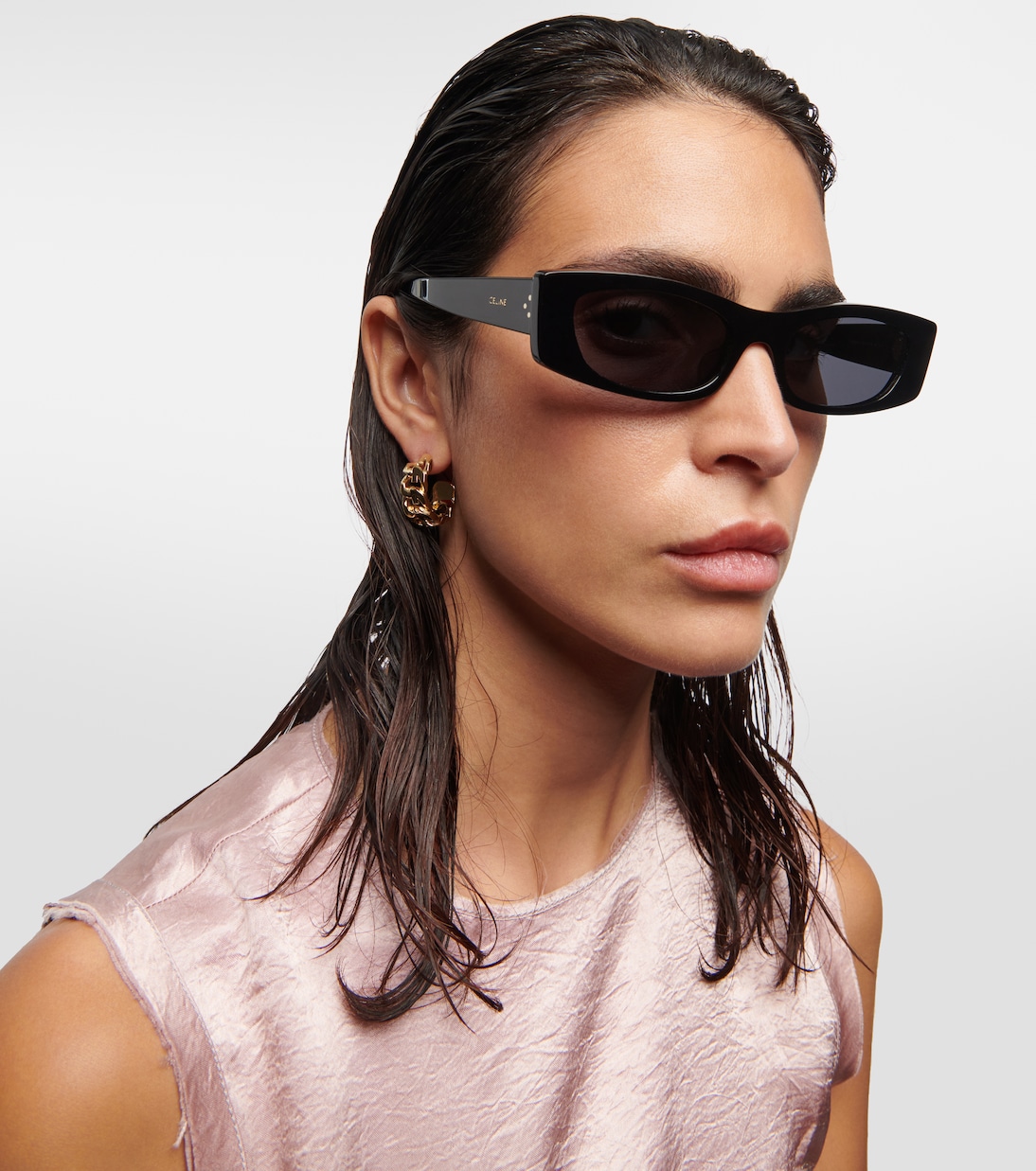 Rectangular sunglasses in black Celine Eyewear Mytheresa