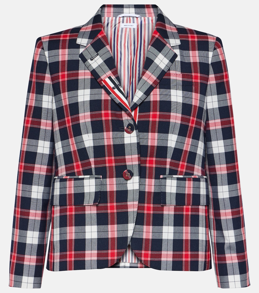 Blazer de mezcla de lana con tartán | Thom Browne