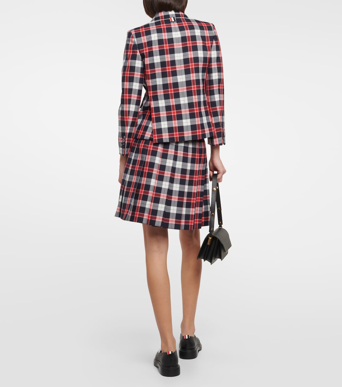 Blazer de mezcla de lana con tartán | Thom Browne