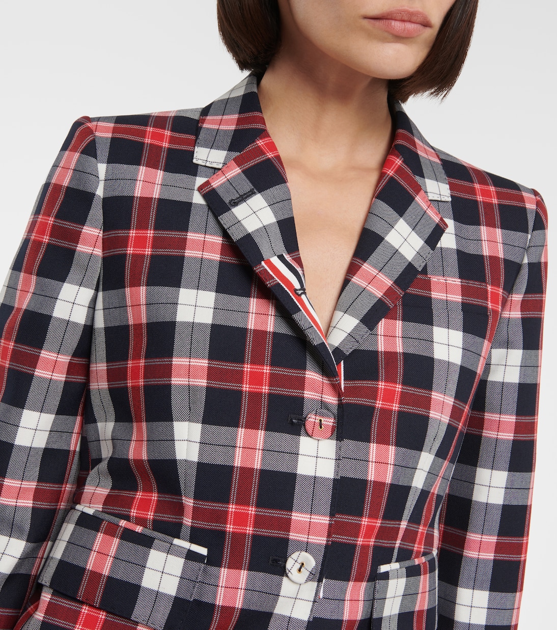 Blazer de mezcla de lana con tartán | Thom Browne