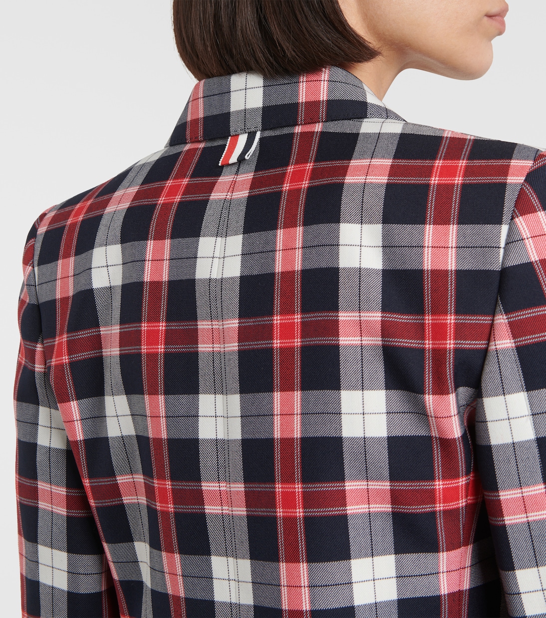 Blazer de mezcla de lana con tartán | Thom Browne