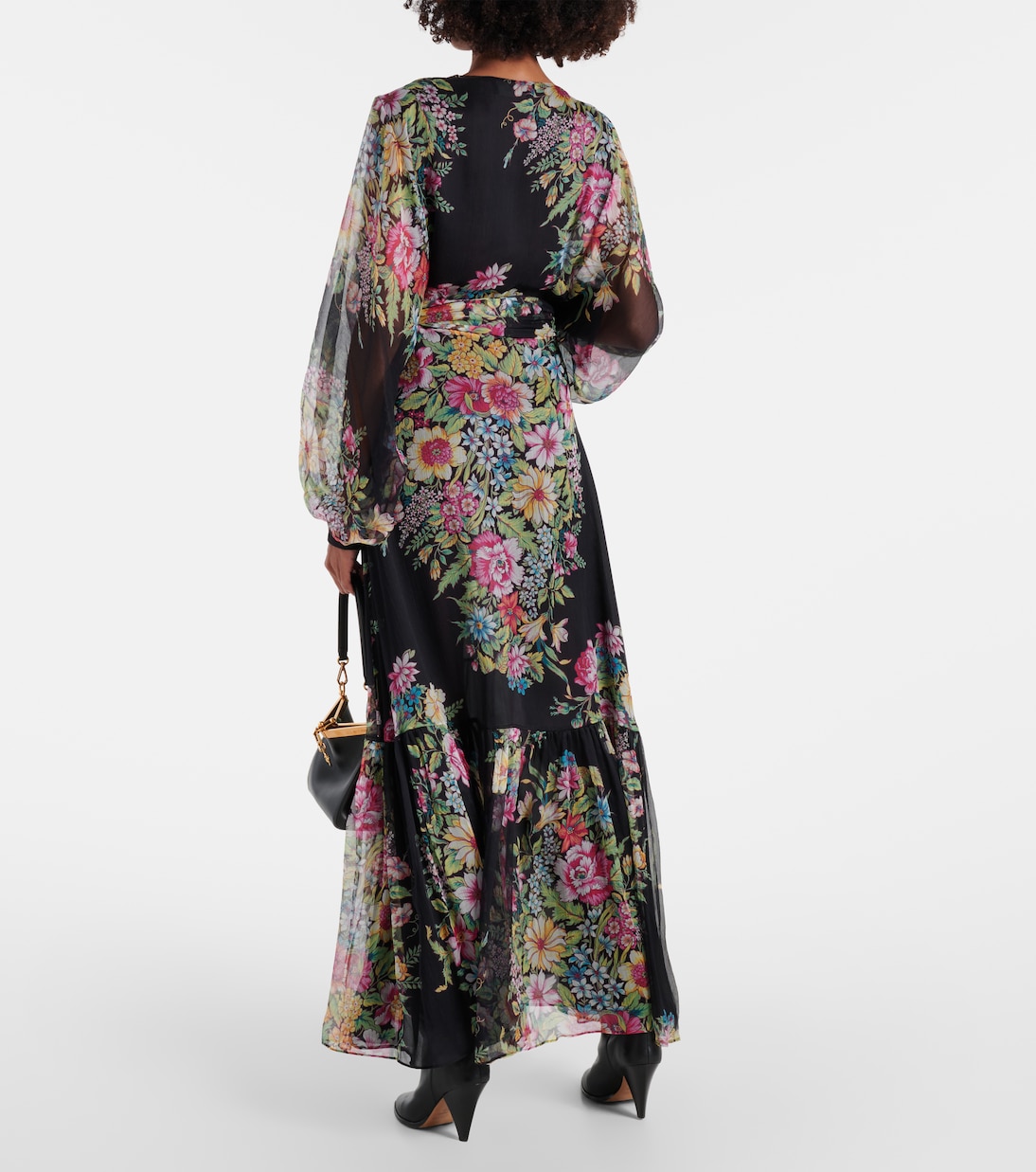 Abito lungo in seta con stampa floreale | Etro