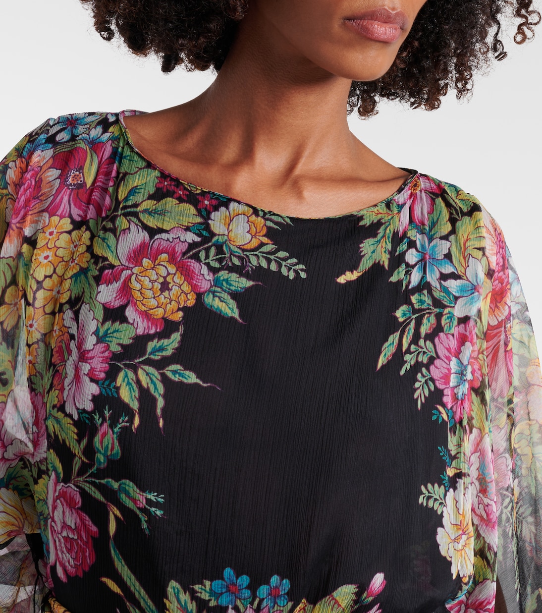Abito lungo in seta con stampa floreale | Etro