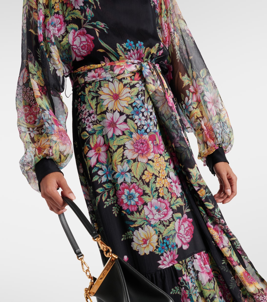 Abito lungo in seta con stampa floreale | Etro