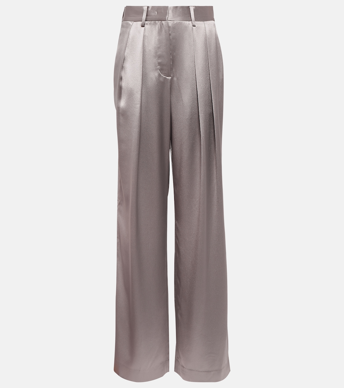 Luisa pleated high-rise satin pants | Staud