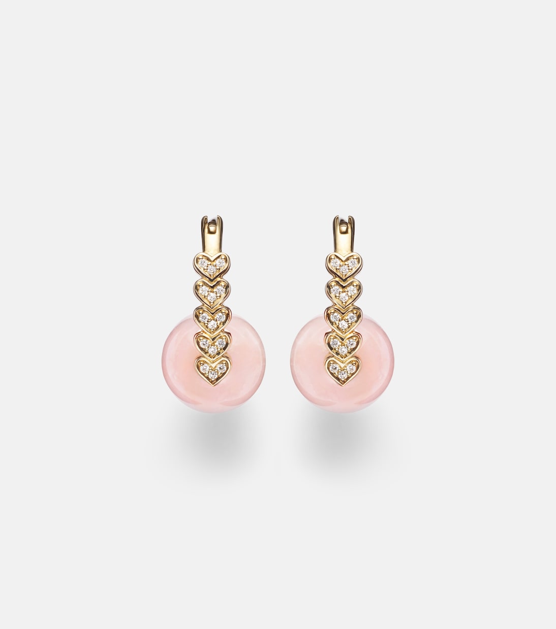 Orecchini in oro 14kt con cuore, diamanti e morganiti - Stile giovane e chic