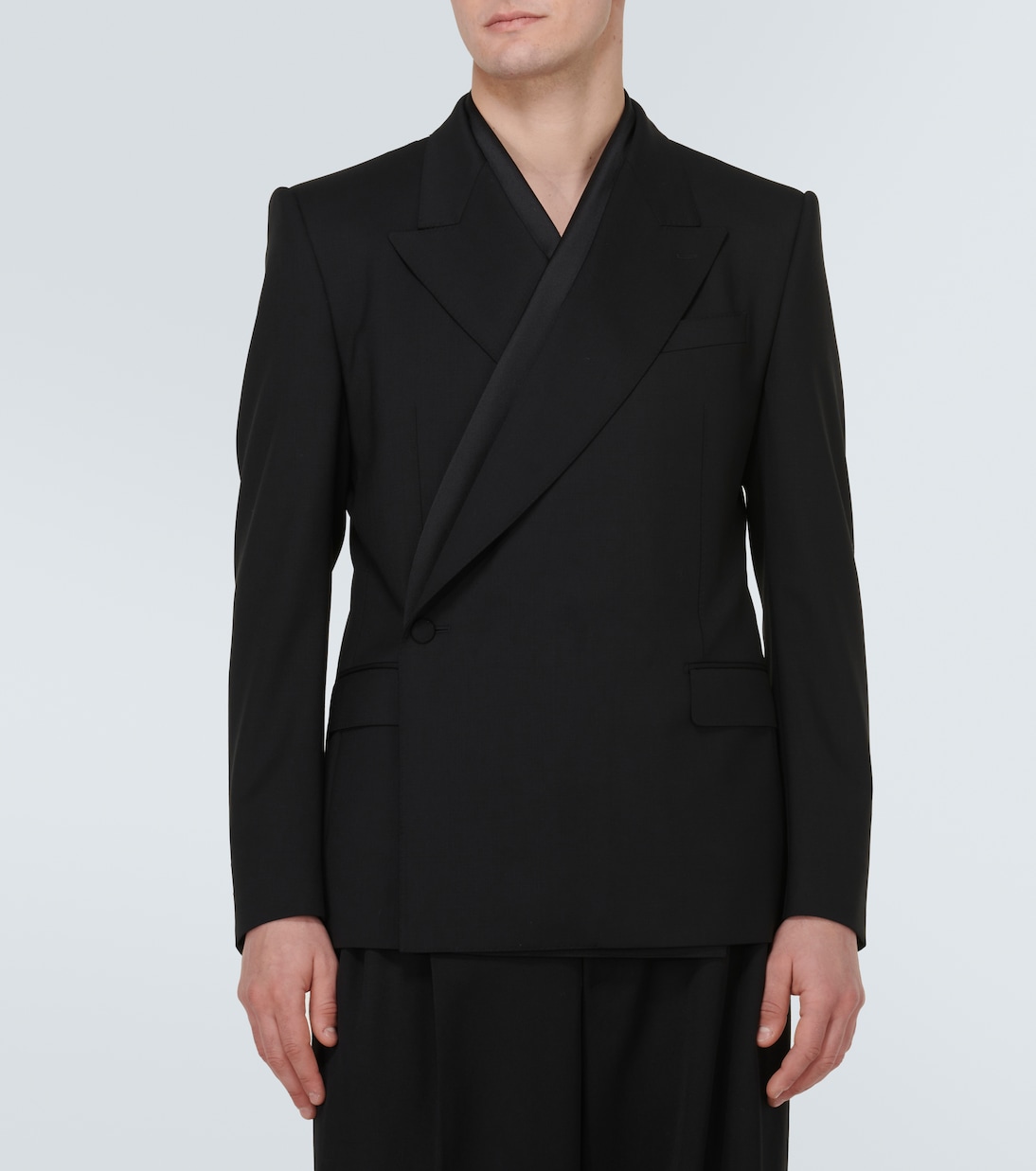 Asymmetric double-breasted wool-blend blazer | Dolce&Gabbana
