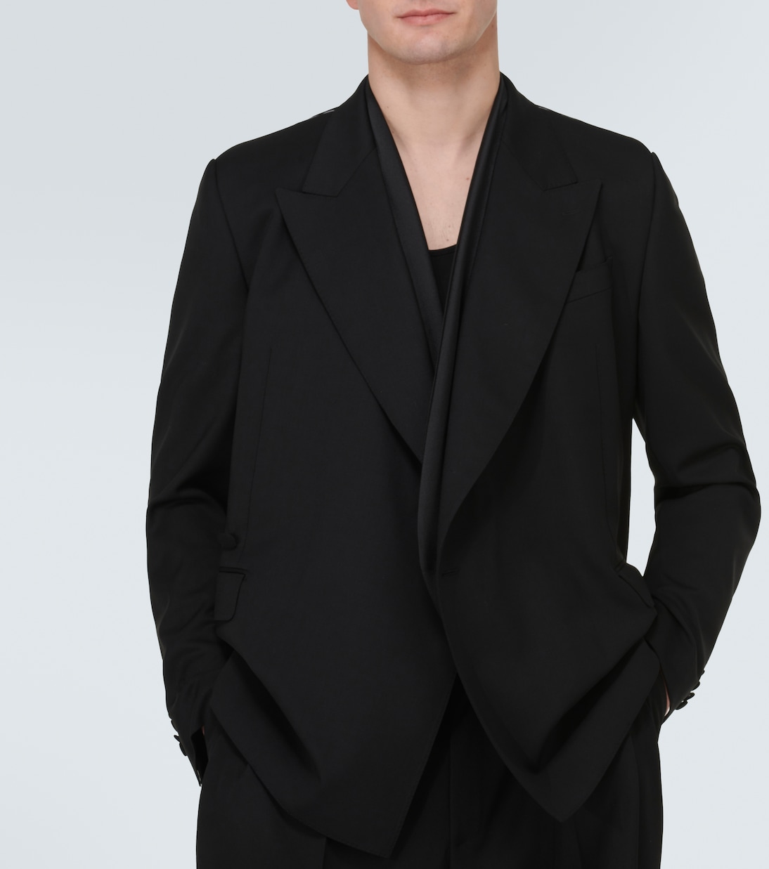 Asymmetric double-breasted wool-blend blazer | Dolce&Gabbana