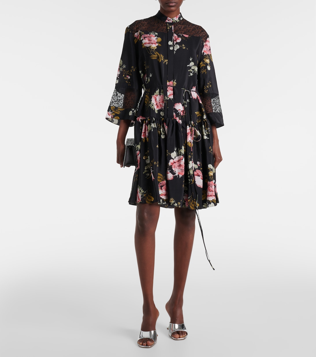 Vestido corto de crepé de china de seda | Erdem