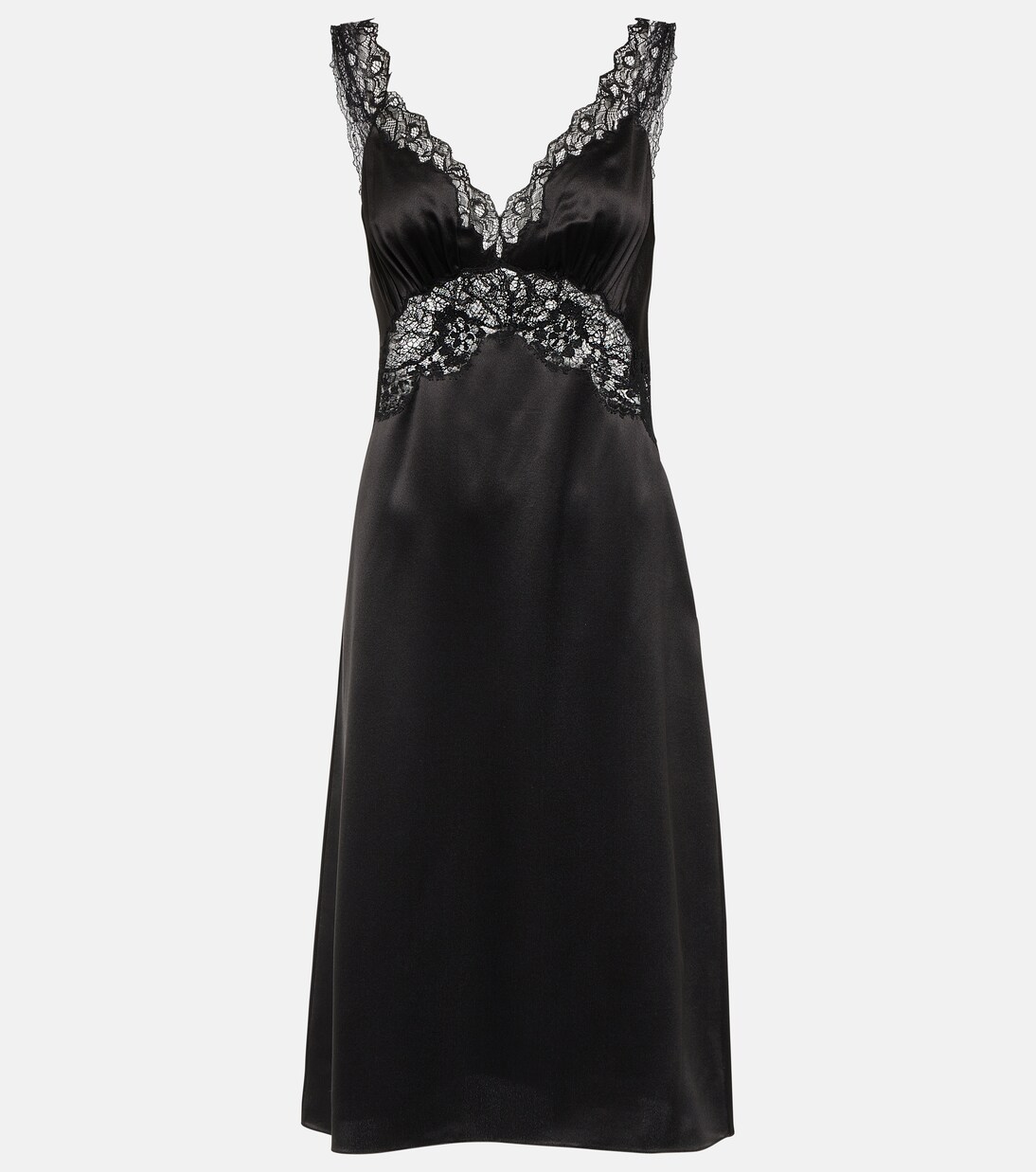 Vestido Saint Laurent de Seda Satén con Detalles de Encaje para Jóvenes Modernos