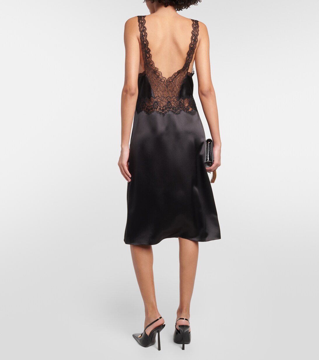 Vestido Saint Laurent de Seda Satén con Detalles de Encaje para Jóvenes Modernos