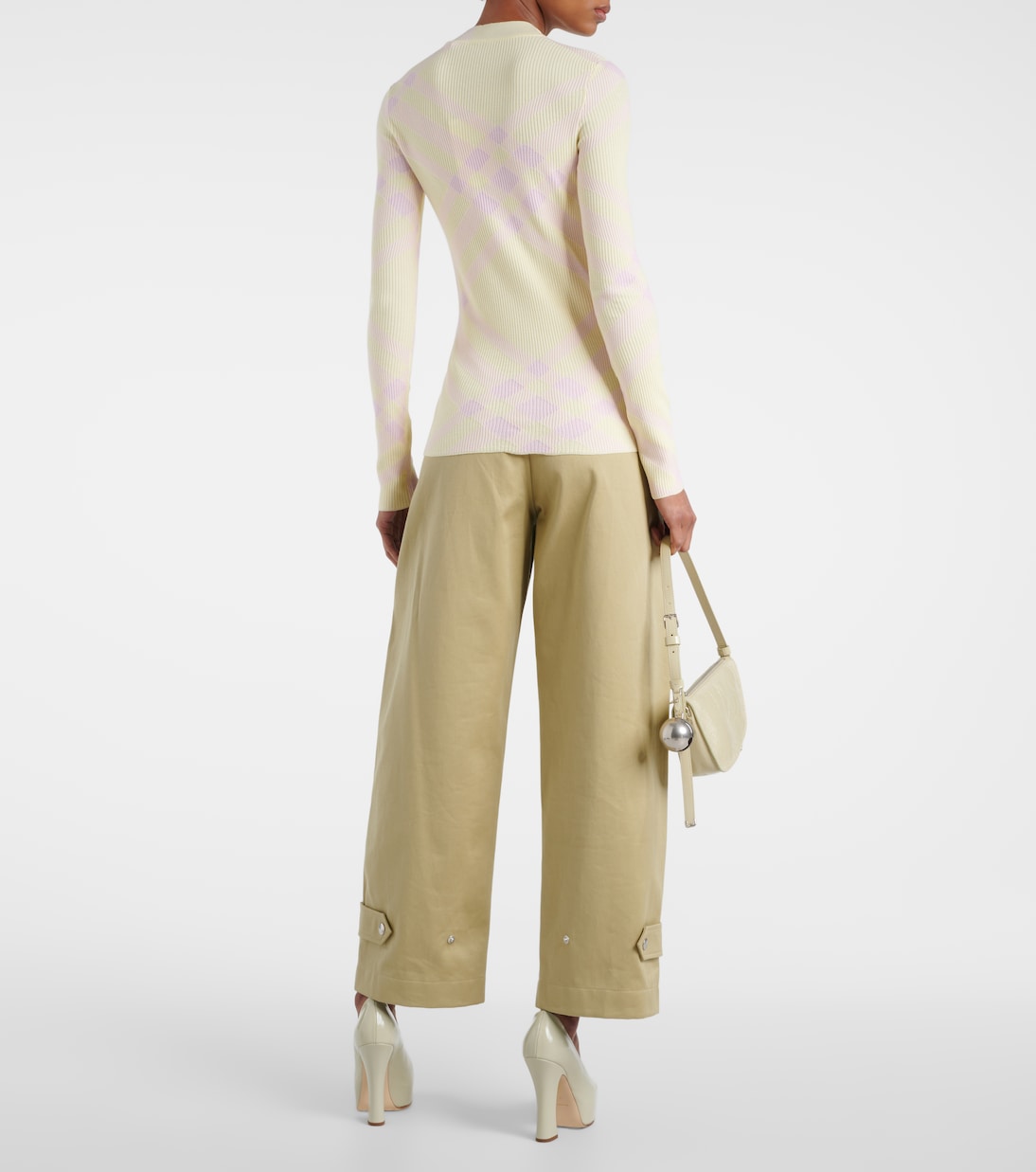 Top de mezcla de lana con Burberry Check | Burberry
