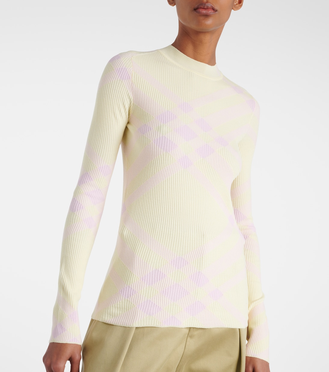 Top de mezcla de lana con Burberry Check | Burberry