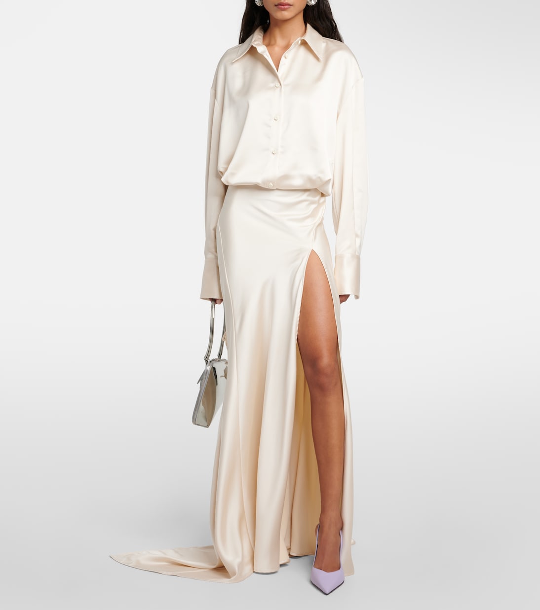 Robe aus Satin mit Federn | The Attico