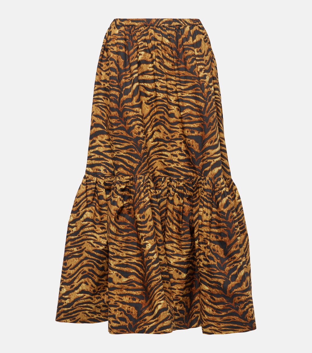 Leopard-print cotton maxi skirt | Ganni